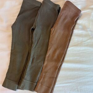 Jamie Kay Ribbed Leggings - Olive and Brown